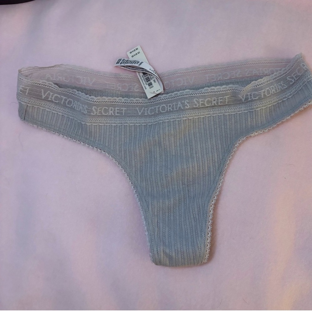 Victoria's Secret Small Light Gray Ribbed Thong